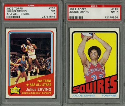 1972-73 Topps Basketball Complete Set (264) Including PSA NM 7 Julius Erving Rookie Card!